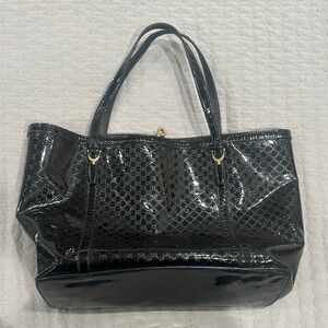 Black Patent Leather Tote Bag